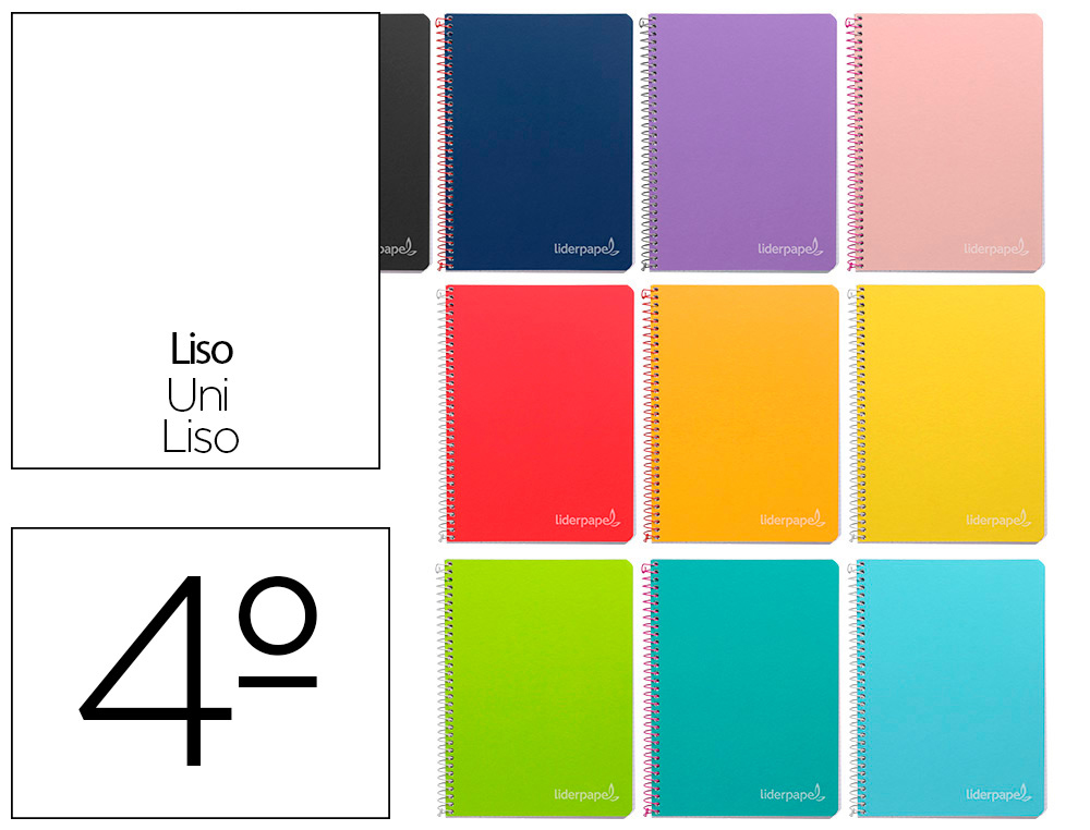 LIDERPAPEL - CUADERNO ESPIRAL CUARTO INSPIRE TAPA DURA 80H 60 GR LISO COLORES SURTIDOS (Ref.BC54)