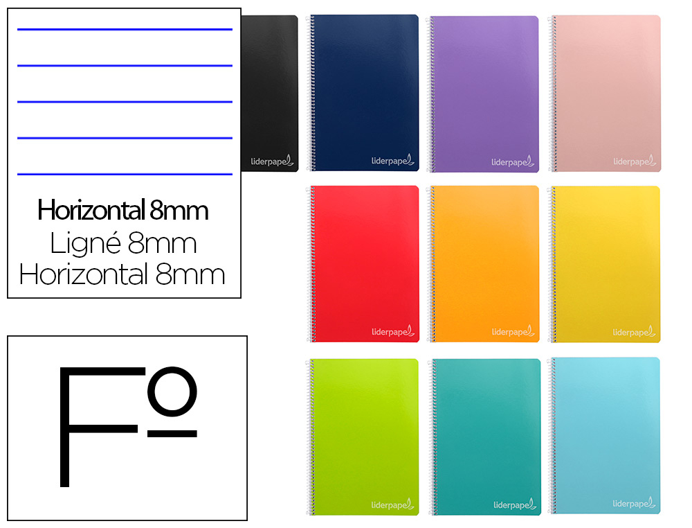 LIDERPAPEL - CUADERNO ESPIRAL FOLIO INSPIRE TAPA DURA 80H 60 GR HORIZONTAL CON MARGEN COLORES SURTIDOS (Ref.BF41)