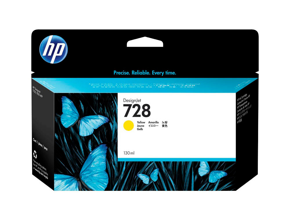 HP ( HEWLETT PACKARD ) - Cartuchos ORIGINALES Inyección De Tinta 728 130-ml amarillo para DesignJet T730 Printer, T830 MFP() (Ref.F9J65A)