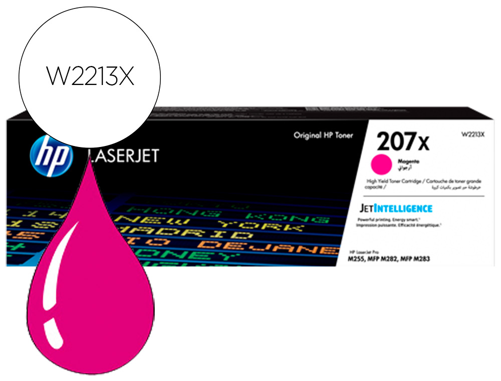 HP ( HEWLETT PACKARD ) - Toner 207x color laserjet pro m282nw / m283fdn / m283fdw magenta 2.450 paginas (Ref. W2213X)
