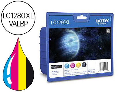 BROTHER - Cartuchos ORIGINALES Inyección De Tinta LC1280XL Negro/Amarillo/Cyan/Magenta Multipack 4 0 (Ref.LC1280XLVALBP)