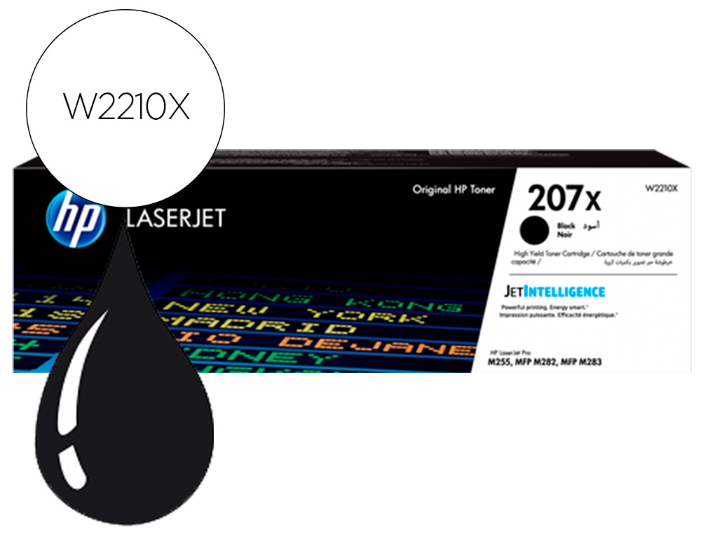 HP ( HEWLETT PACKARD ) - Toner 207x color laserjet pro m282nw / m283fdn / m283fdw negro 3.150 paginas (Ref. W2210X)