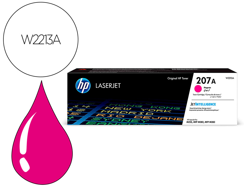 HP ( HEWLETT PACKARD ) - Ink-jet 207a laserjet pro m255dw / m255nw / m282nw / m283fdn magenta 1250 paginas (Ref. W2213A)