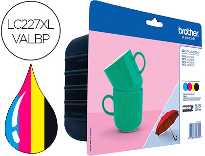 BROTHER - Cartuchos ORIGINALES Inyección De Tinta LC227XL Negro+Tricolor (Ref.LC227XLVALBP)