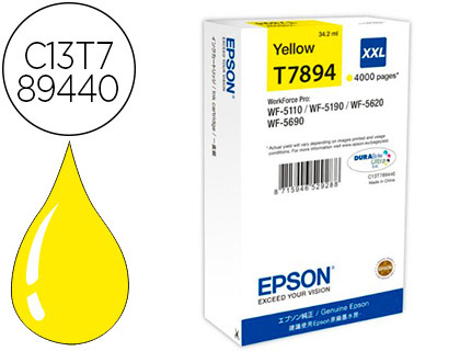 EPSON - Cartuchos Inyeccion T7894 XXL Amarillo (Ref.C13T789440)