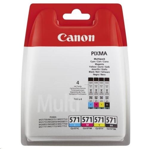 CANON - Ink-jet 571 pixma mg5750 / mg6850 / mg7750 pack color amarillo cian magenta negro (Ref. 0386C007)