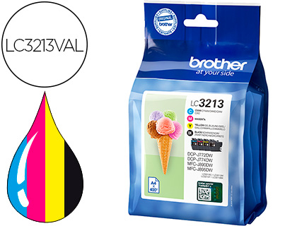 BROTHER - Ink-jet lc3213 dcp-j572 / dcp-j772 / mfc-j890pack 4 colores negro amarillo cian magenta (Ref. LC3213VAL)