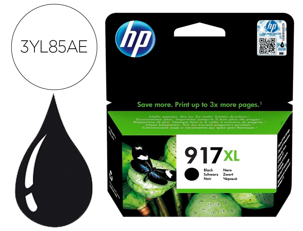 HP ( HEWLETT PACKARD ) - Ink-jet 917 xl officejet pro 8020 / 8022 / 8023 / 8024 / 8025 negro 1.500 pag (Ref. 3YL85AE)