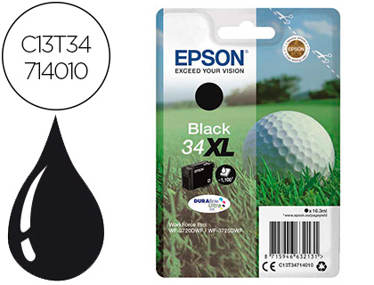 EPSON - Ink-jet 34xl workforce pro wf-3720 / wf-3720dwf / wf-3725dwf negro 1.100 pag (Ref. C13T34714010)