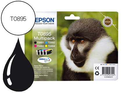 EPSON - Cartuchos ORIGINALES Inyección De Tinta T0895 Negro,cyan,amarillo y magenta Pack 4 (Ref.C13T08954010)