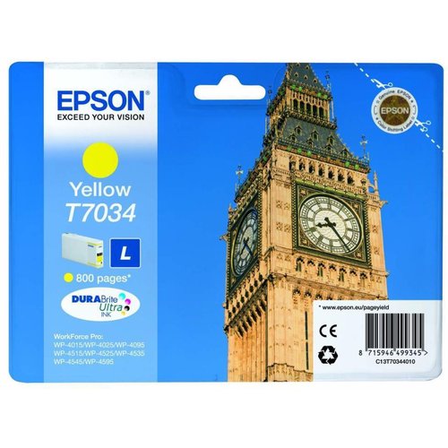 EPSON - Cartuchos ORIGINALES Inyección De Tinta T7034L AMARILLO 0,8K (Ref.C13T70344010)