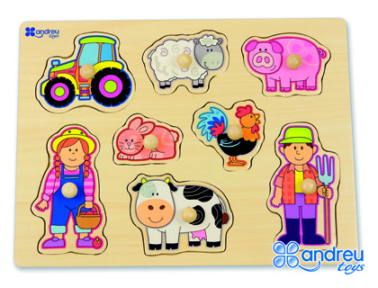 ANDREUTOYS - Puzzle madera granja 8 piezas (Ref. 16457)