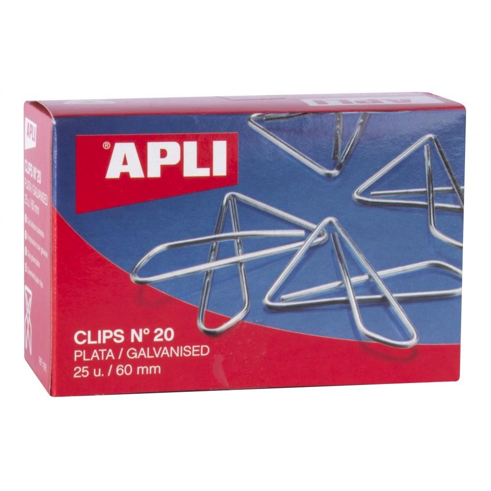 APLI - CLIPS MARIPOSA PLATEADOS Nº 20 - 60MM CAJA DE 25 (Ref.11915)