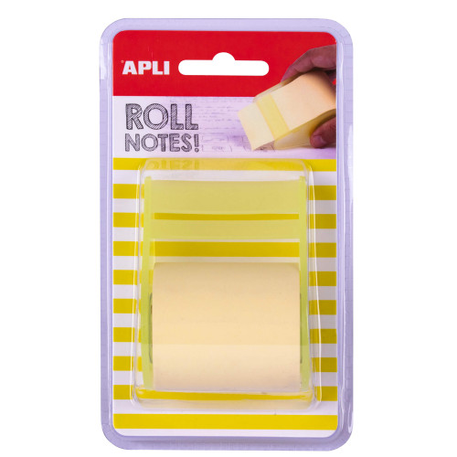 APLI - NOTAS ADHESIVAS EN ROLLO 50MMX8M AMARILLO PASTEL BLISTER (Ref.18190)