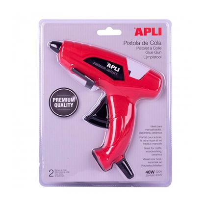 APLI - PISTOLA de COLA TERMOFUSIBLE 40W + 2 BARRAS DE COLA (Ref.16668 /13942)