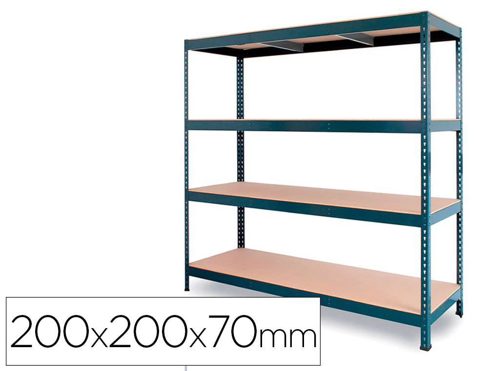 AR STORAGE - Estanteria metalica ar stocker 200x200x70 cm 4 estantes 450 kg por estante bandeja de madera sin (Ref. V41/01/D9D9450G00)