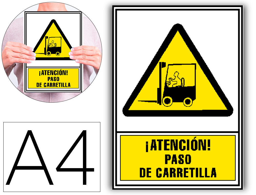 ARCHIVO 2000 - Pictograma atencion paso de carretilla pvc amarillo luminiscente 210x297 mm (Ref. 6172-05 AM)