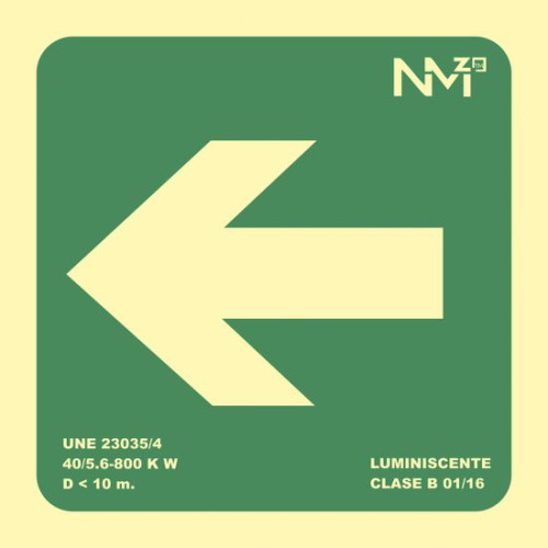 ARCHIVO 2000 - Pictograma flecha izquierda pvc verde luminiscente 224x224 mm (Ref. 6170-10HI VE)