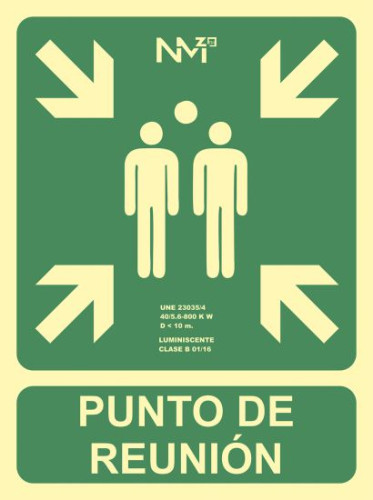 ARCHIVO 2000 - Pictograma punto de reunion pvc verde luminiscente 224x300 mm pack de 2 unidades (Ref. 6170-07H VE)