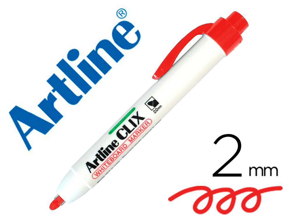 ARTLINE - Rotulador clix pizarra ek-573a rojo punta retactil redonda 2,00 mm (Ref. EK-573A)