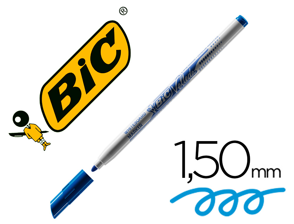 BIC - Rotulador velleda fino para pizarra azul punta redonda 1 mm (Ref. 841841)