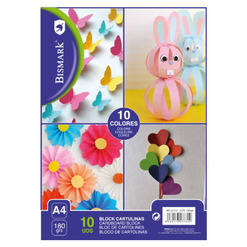 BISMARK - BLOCK CARTULINA COLORES 10 HOJAS A4 -24U- (Ref.327731)