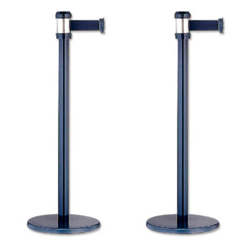 BISMARK - PACK DE 2 POSTES SEPARADORES METÁLICOS CON CINTA DE 2 METROS NEGROS (Ref.322128)
