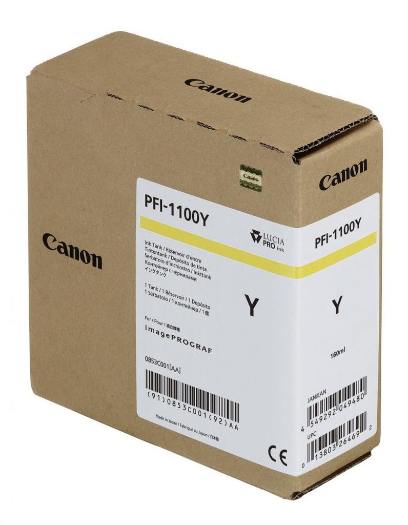 CANON - IPF PRO2000/4000/4000S/6000S CARTUCHO AMARILLO PFI-1100Y (Ref.0853C001AA)