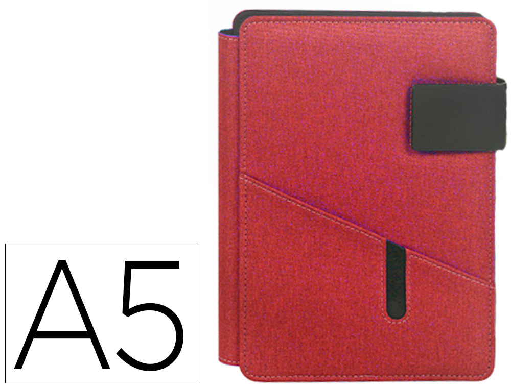 CARCHIVO - Portanotas venture din a5 con soporte smartphone cuaderno color rojo (Ref. 23015113)
