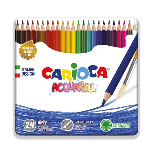 CARIOCA - Lapices de colores acuarelable caja metalica de 24 colores surtidos (Ref. 42860)