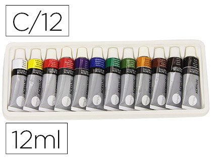 DALER - PINTURA ACRILICA ROWNEY SIMPLY CAJA DE 12 COLORES SURTIDOS TUBO DE 12 ML (Ref.126500012)