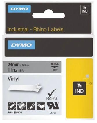 DYMO - RHINO CINTA DE ETIQUETAS INDUSTRIAL ADHESIVA ID1-12, BLANCO SOBRE NEGRO DE 12MMX5´5M, VINILO (Ref.1805435)