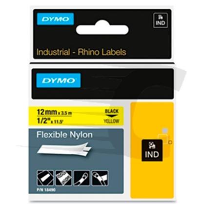 DYMO - RHINO CINTA DE ETIQUETAS INDUSTRIAL ADHESIVA ID1-12, NEGRO SOBRE AMARILLO DE 12MMX3´5M, NYLON FLEXIBLE (S0718080) (Ref.18490)