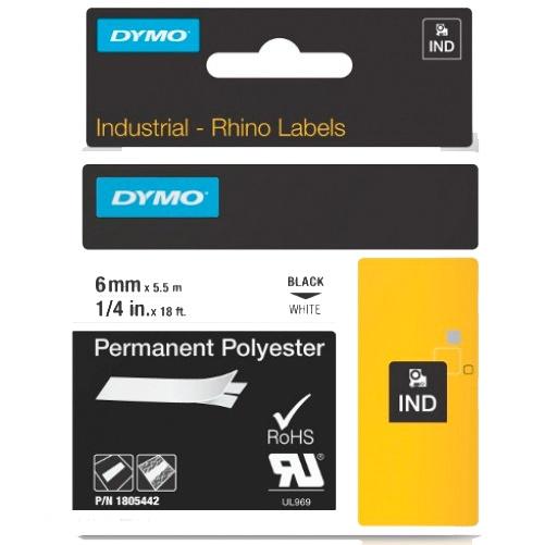 DYMO - RHINO CINTA ID1-6, NEGRO SOBRE BLANCO, 6MMX5´5M, POLIÉSTER (Ref.1805442)