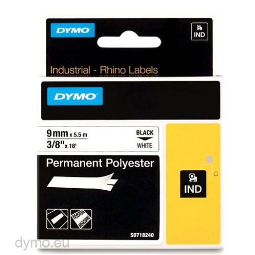 DYMO - RHINO CINTA ID1-9, NEGRO SOBRE BLANCO, 9MMX5´5M, POLIÉSTER (S0718240) (Ref.18482)