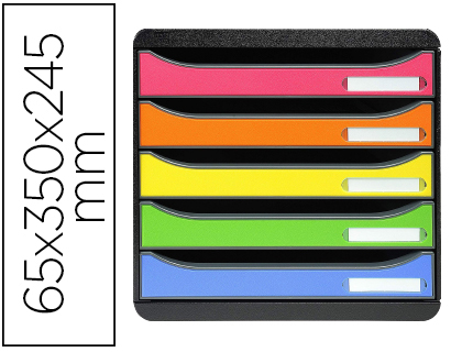 EXACOMPTA - Fichero cajones sobremesa big-box plus classic iderama arlequin 5 cajones multicolores (Ref. 309798D)