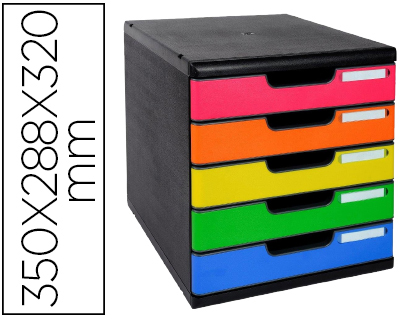 EXACOMPTA - Fichero cajones sobremesa iderama arlequin 5 cajones multicolores 350x288x320 mm (Ref. 301798D)