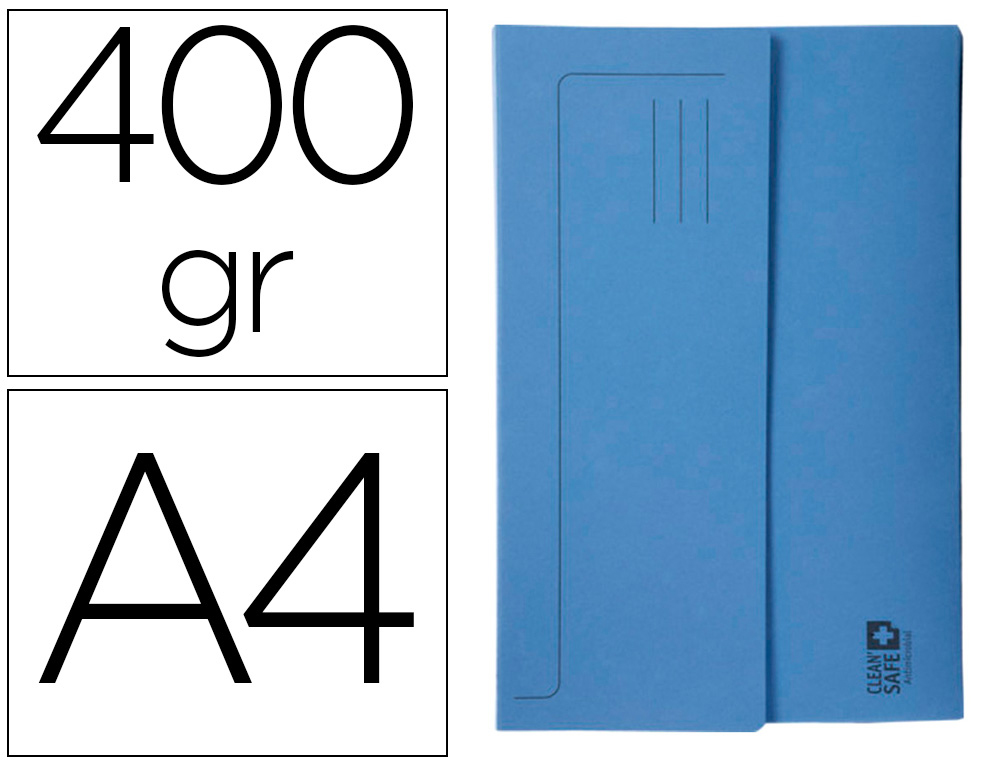 EXACOMPTA - Subcarpeta cartulina clean safe pocket horizontal din A4 con 2 solapas azul 400 gr paquete (Ref. 47222E)