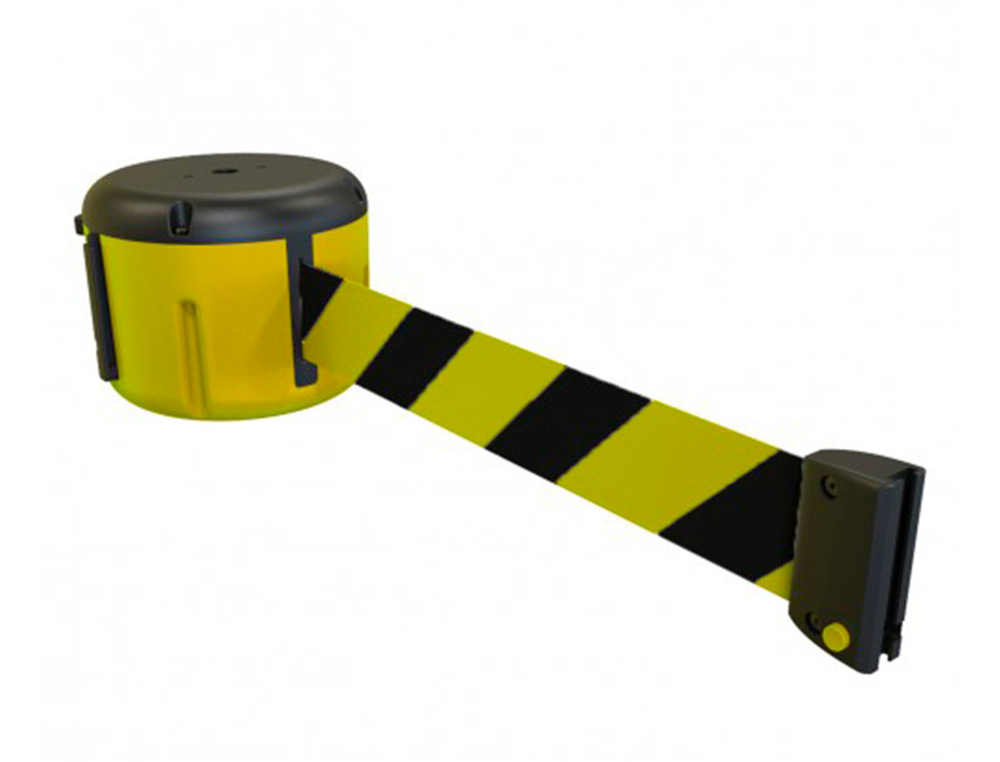FARU - Cinta portatil retractil plastificada amarilla/negra longitud 9 mt (Ref. D190AN)