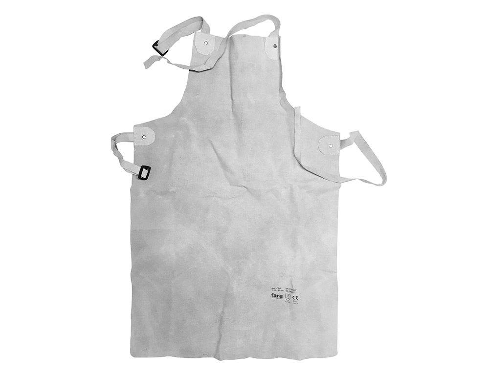 FARU - Mandil para soldador cuero al cromo con tiras de serraje y anillas 600x900 mm (Ref. C64)