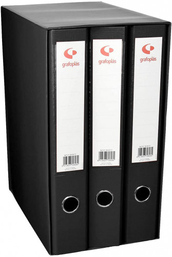 GRAFOPLÁS - ARCHIVADOR PALANCA FOLIO MODULO 3 CARPETAS 40MM DE LOMO NEGRO -3U- (Ref.7284310)