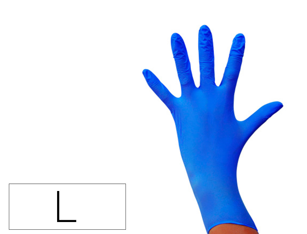 Guante de nitrilo desechable sensitive sin polvo talla l grande color azul caja de 100 unidades (Ref. 273)