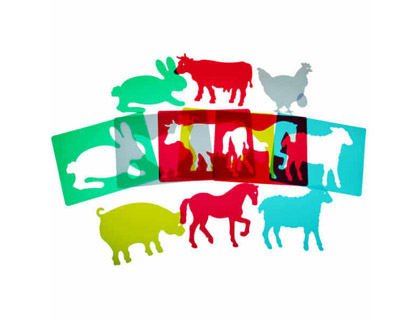 HENBEA - Juego plantillas flexibles animales de granja medidas 15x21 cm set 6 unidades (Ref. 916)