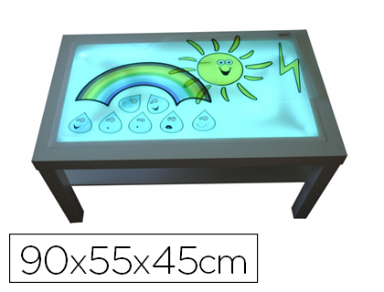 HENBEA - Mesa con luz madera de haya superficie metacrilato blanco y luces led 90x55x45 cm (Ref. 1000)