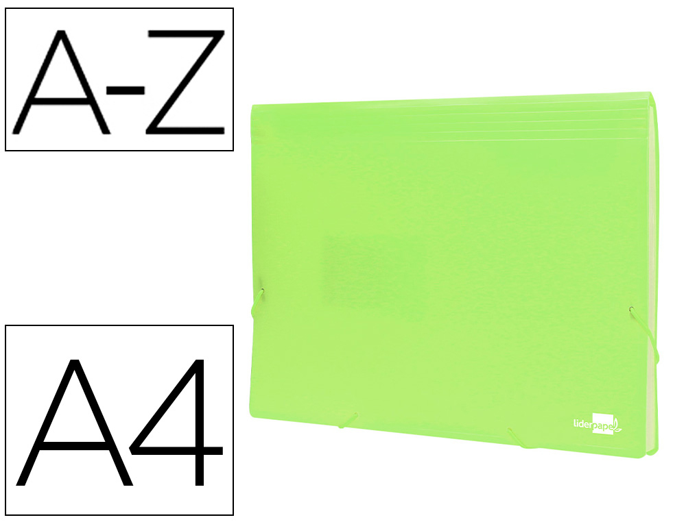 LIDERPAPEL - Carpeta clasificador fuelle polipropileno din A4 amarillo fluor opaco 13 departamentos (Ref. FU36)