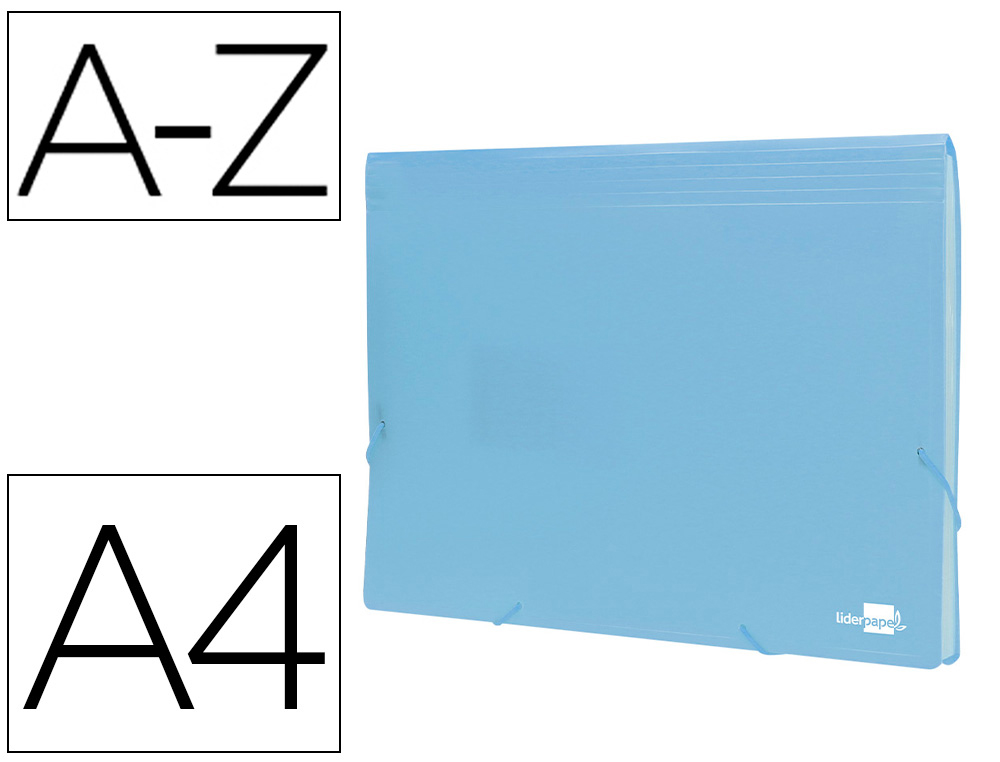 LIDERPAPEL - Carpeta clasificador fuelle polipropileno din A4 celeste opaco 13 departamentos (Ref. FU39)