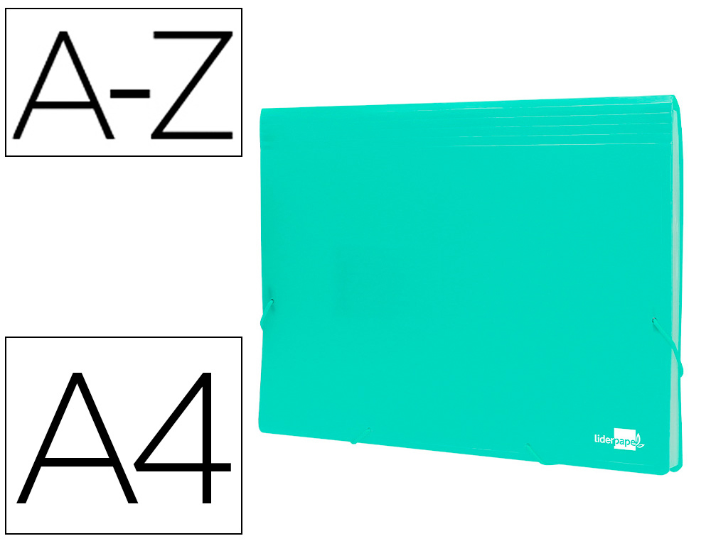 LIDERPAPEL - Carpeta clasificador fuelle polipropileno din A4 verede opaco 13 departamentos (Ref. FU40)