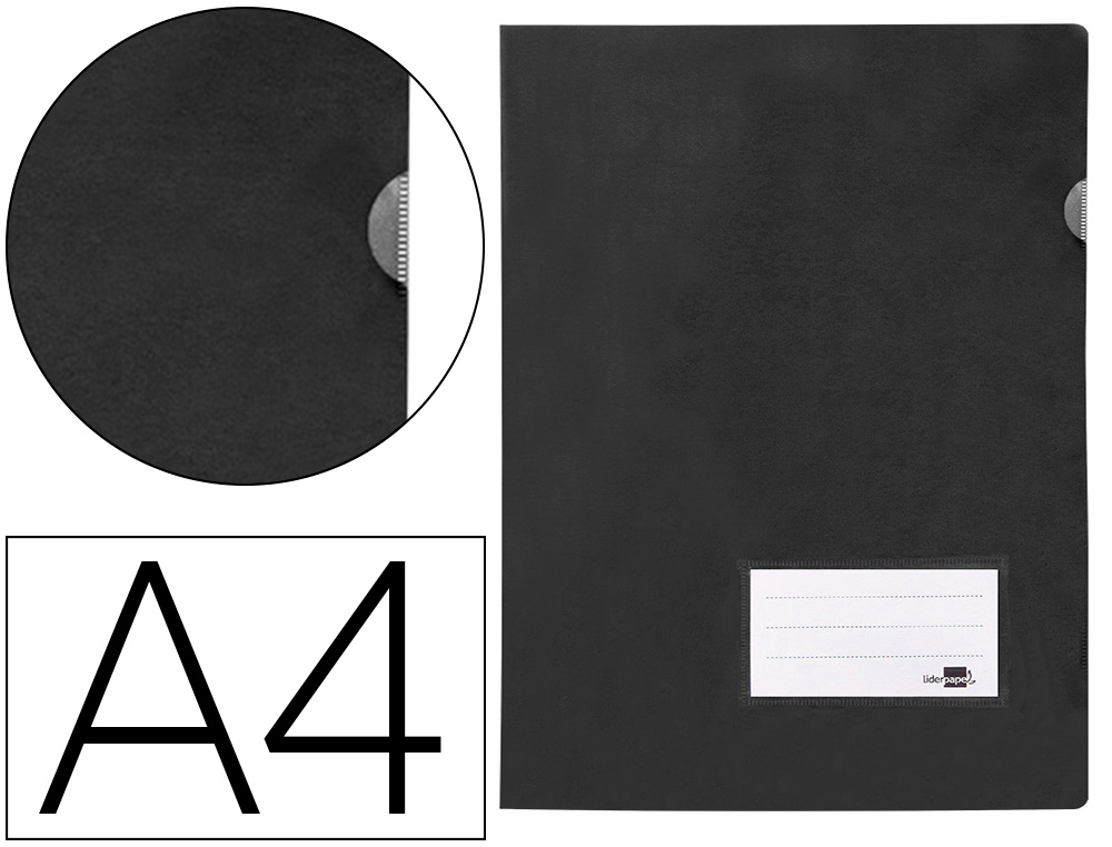 LIDERPAPEL - Carpeta dossier A4 u ero negro opaco (Ref. BL24)