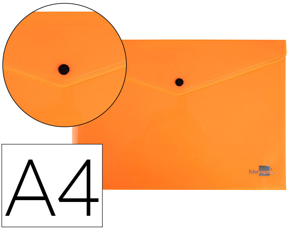LIDERPAPEL - Carpeta dossier broche polipropileno din A4 naranja fluor opaco 50 hojas (Ref. DS71)