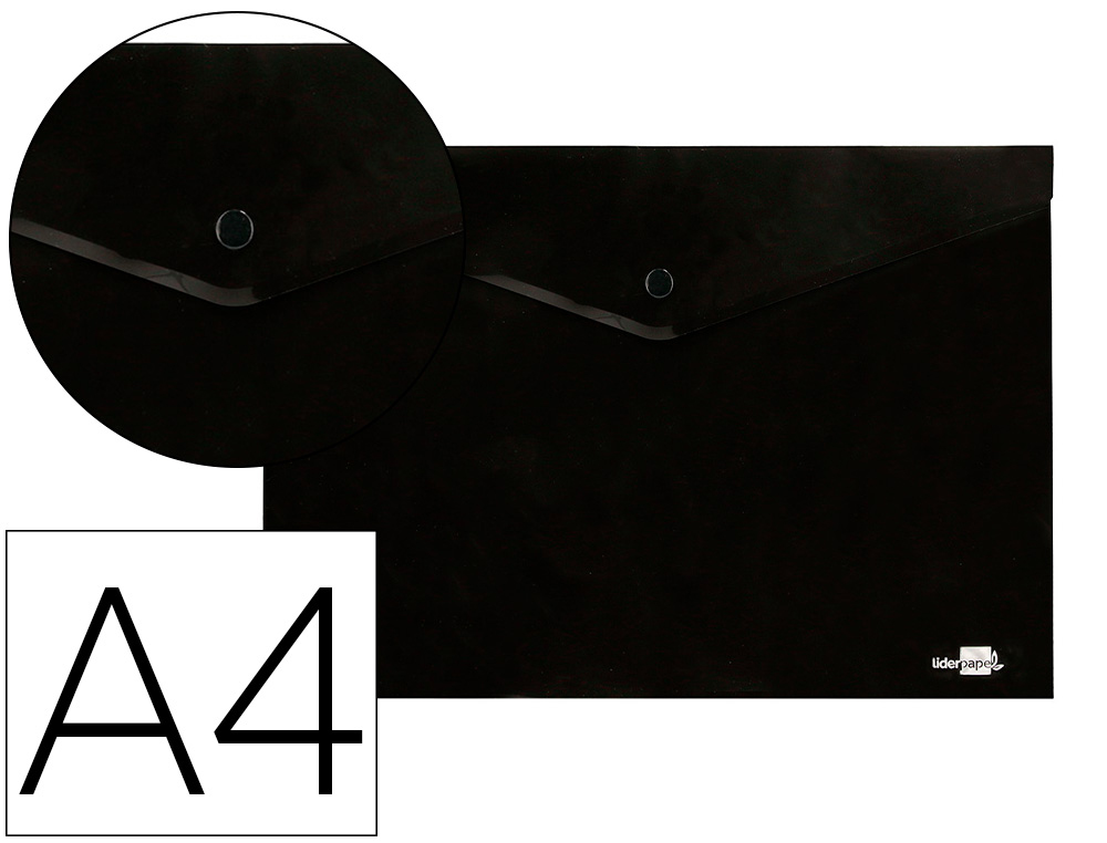 LIDERPAPEL - Carpeta dossier broche polipropileno din A4 negro opaco 50 hojas (Ref. DS69)